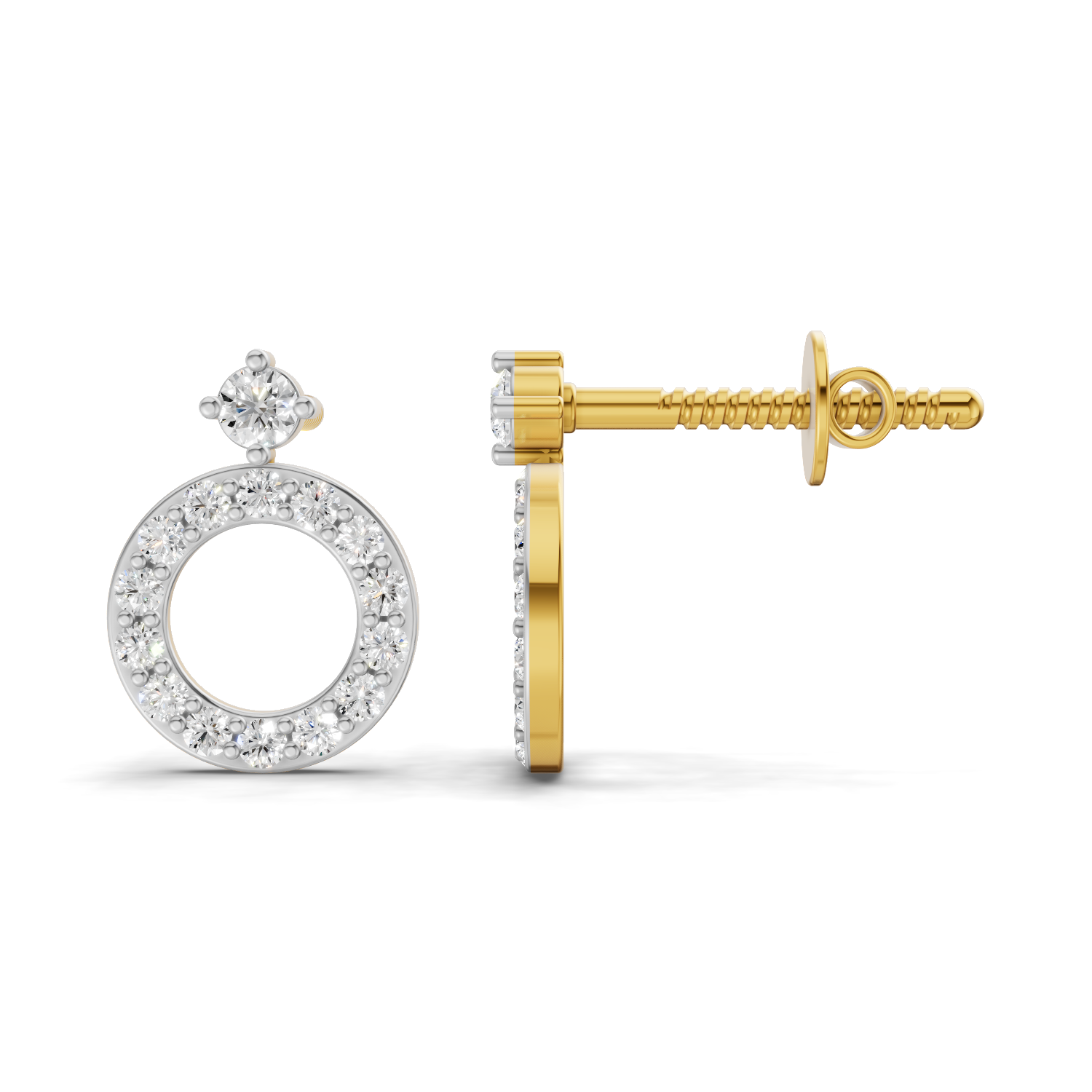 Lab Grown Diamond 0.36CT 925 Sterling Silver Gold Plated Round Shape Earring