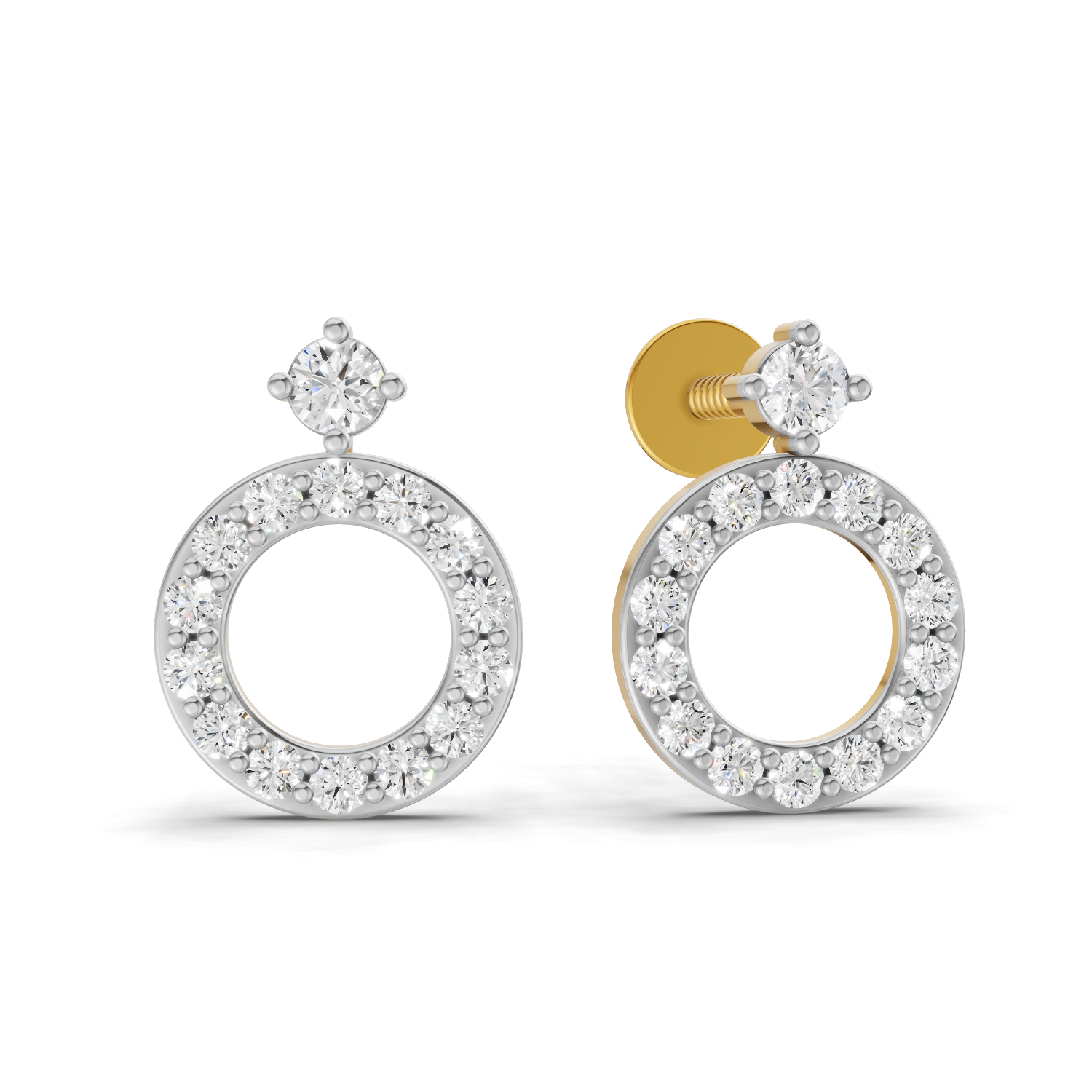 Lab Grown Diamond 0.36CT 925 Sterling Silver Gold Plated Round Shape Earring