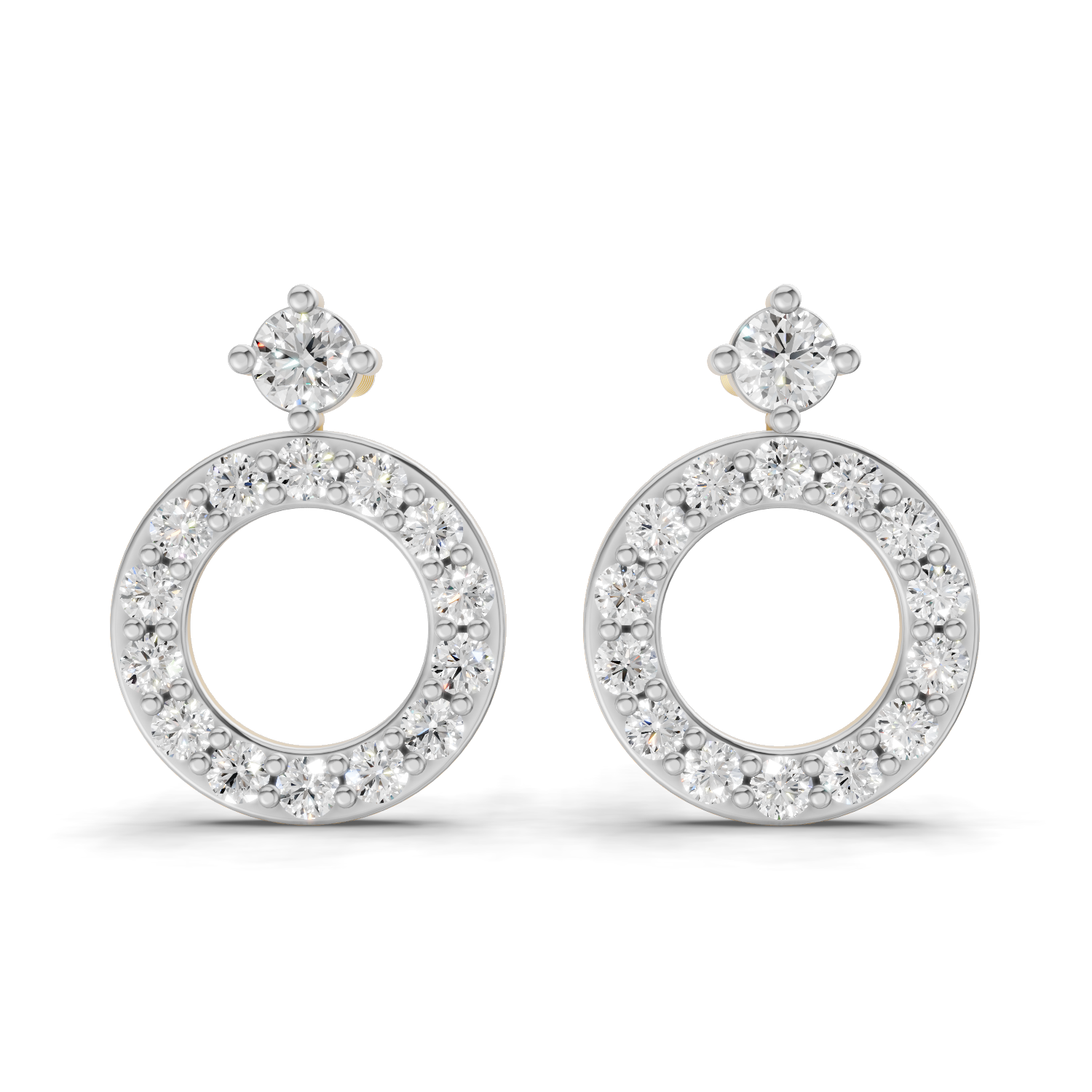 Lab Grown Diamond 0.36CT 925 Sterling Silver Gold Plated Round Shape Earring