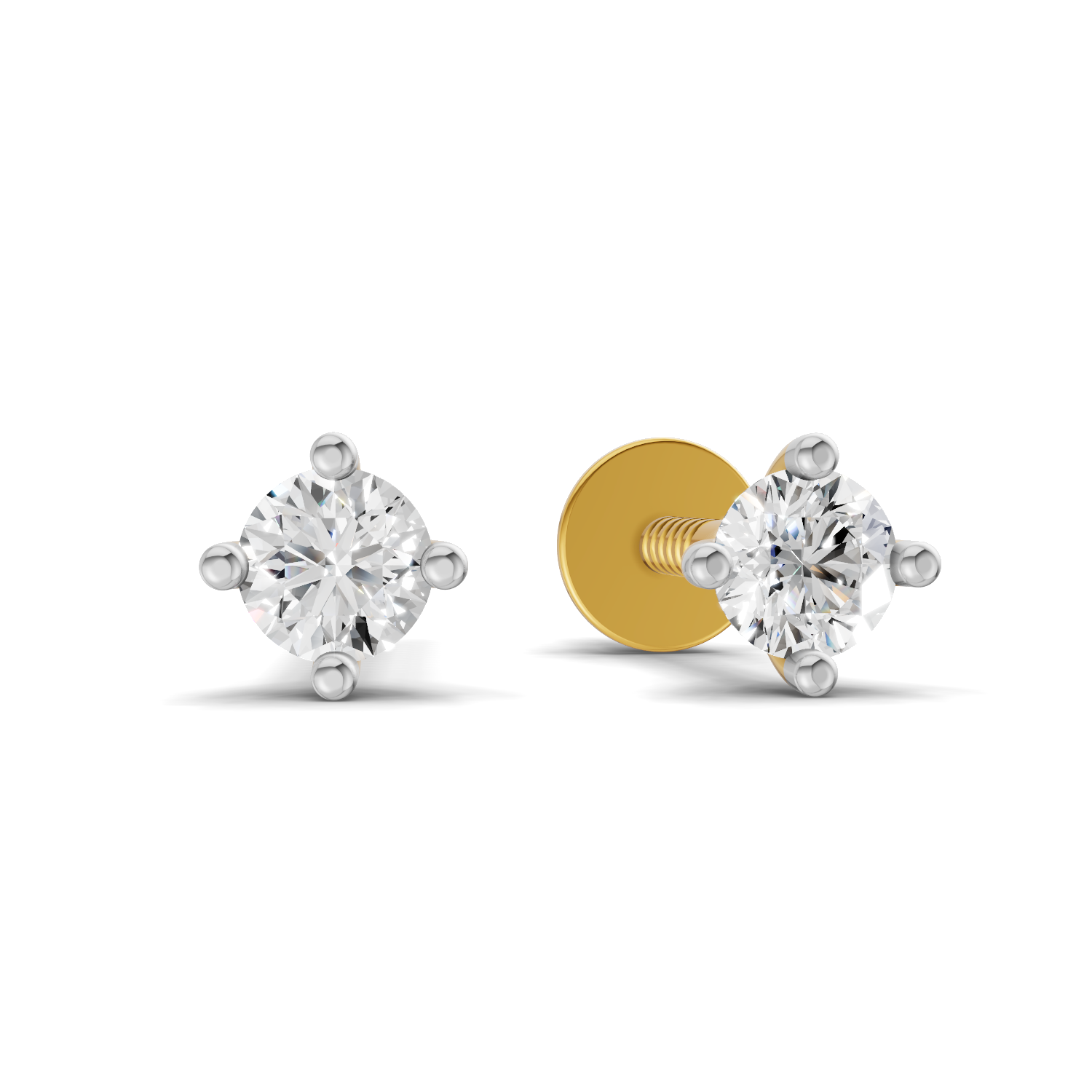 Lab Grown Diamond 0.09CT 925 Sterling Silver Gold Plated Round Shape Earring