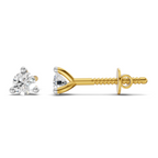 Lab Grown Diamond 0.1CT 925 Sterling Silver Gold Plated Round Shape Earring