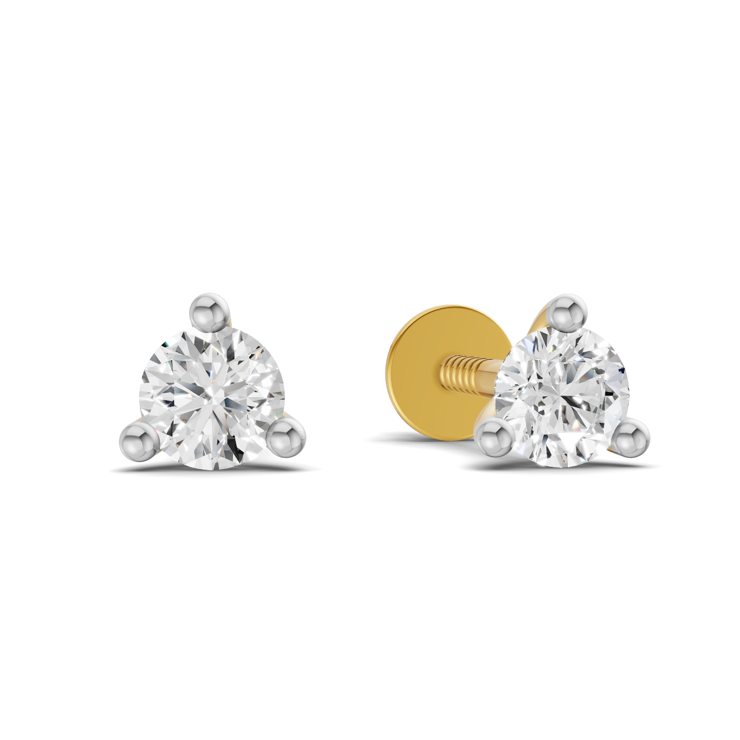 Lab Grown Diamond 0.1CT 925 Sterling Silver Gold Plated Round Shape Earring
