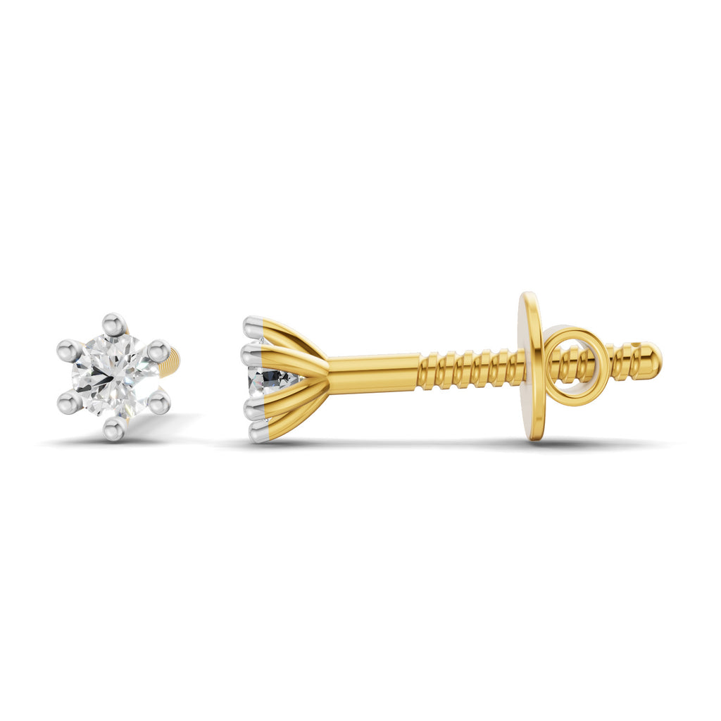 Lab Grown Diamond 0.09CT 925 Sterling Silver Gold Plated Round Shape Earring