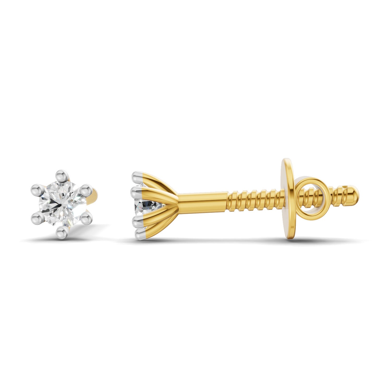 Lab Grown Diamond 0.09CT 925 Sterling Silver Gold Plated Round Shape Earring