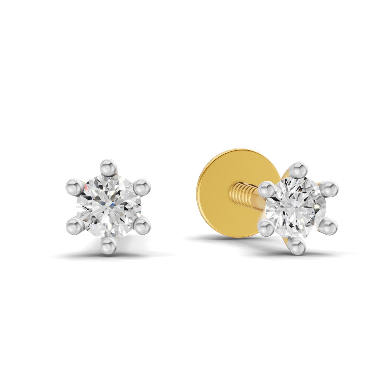 Lab Grown Diamond 0.09CT 925 Sterling Silver Gold Plated Round Shape Earring