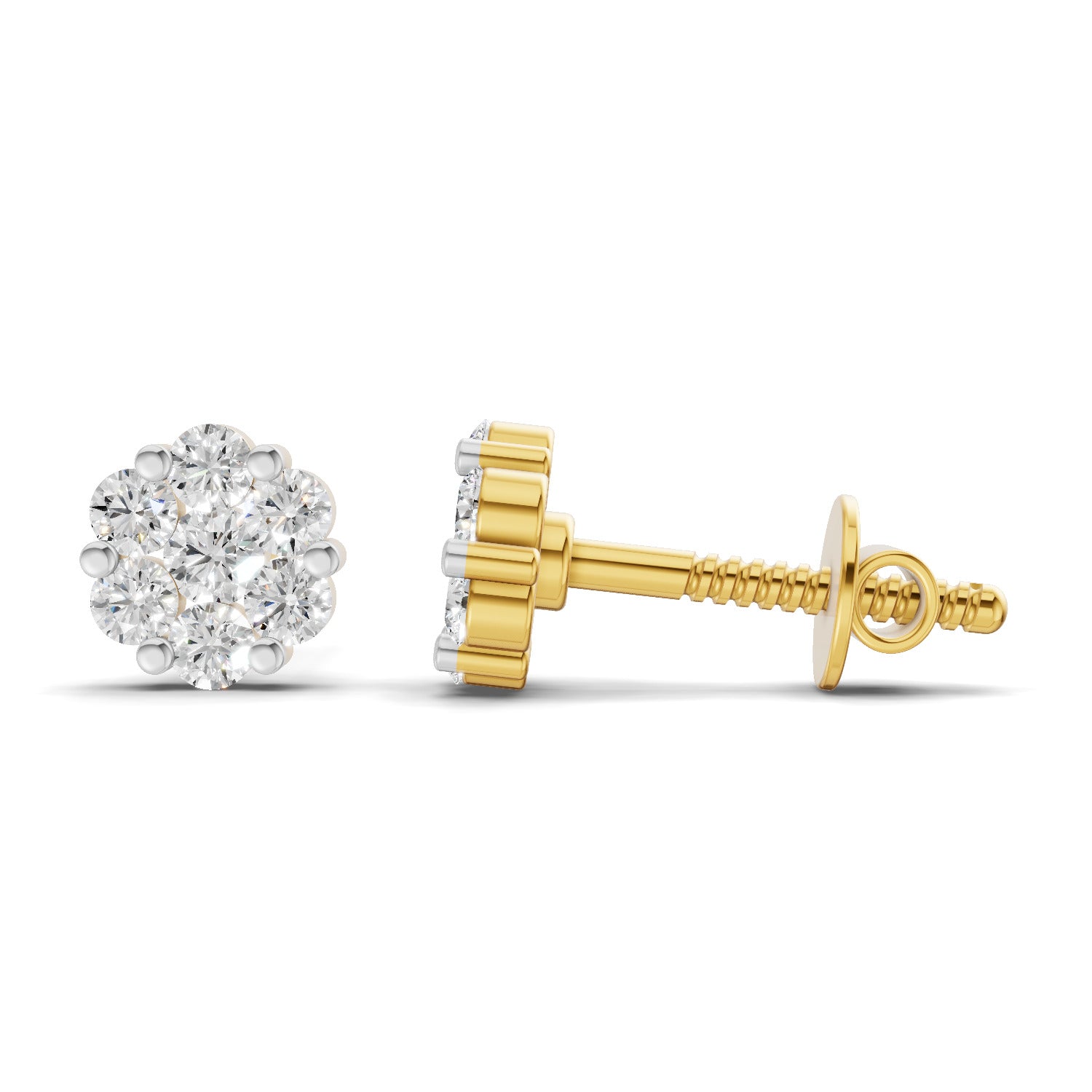 Lab Grown Diamond 0.17CT 925 Sterling Silver Gold Plated Round Shape Earring