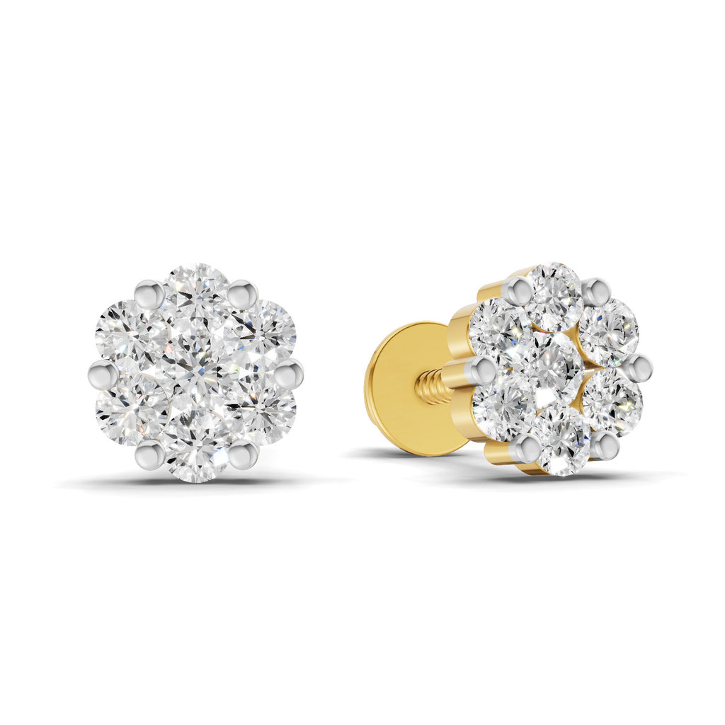 Lab Grown Diamond 0.17CT 925 Sterling Silver Gold Plated Round Shape Earring