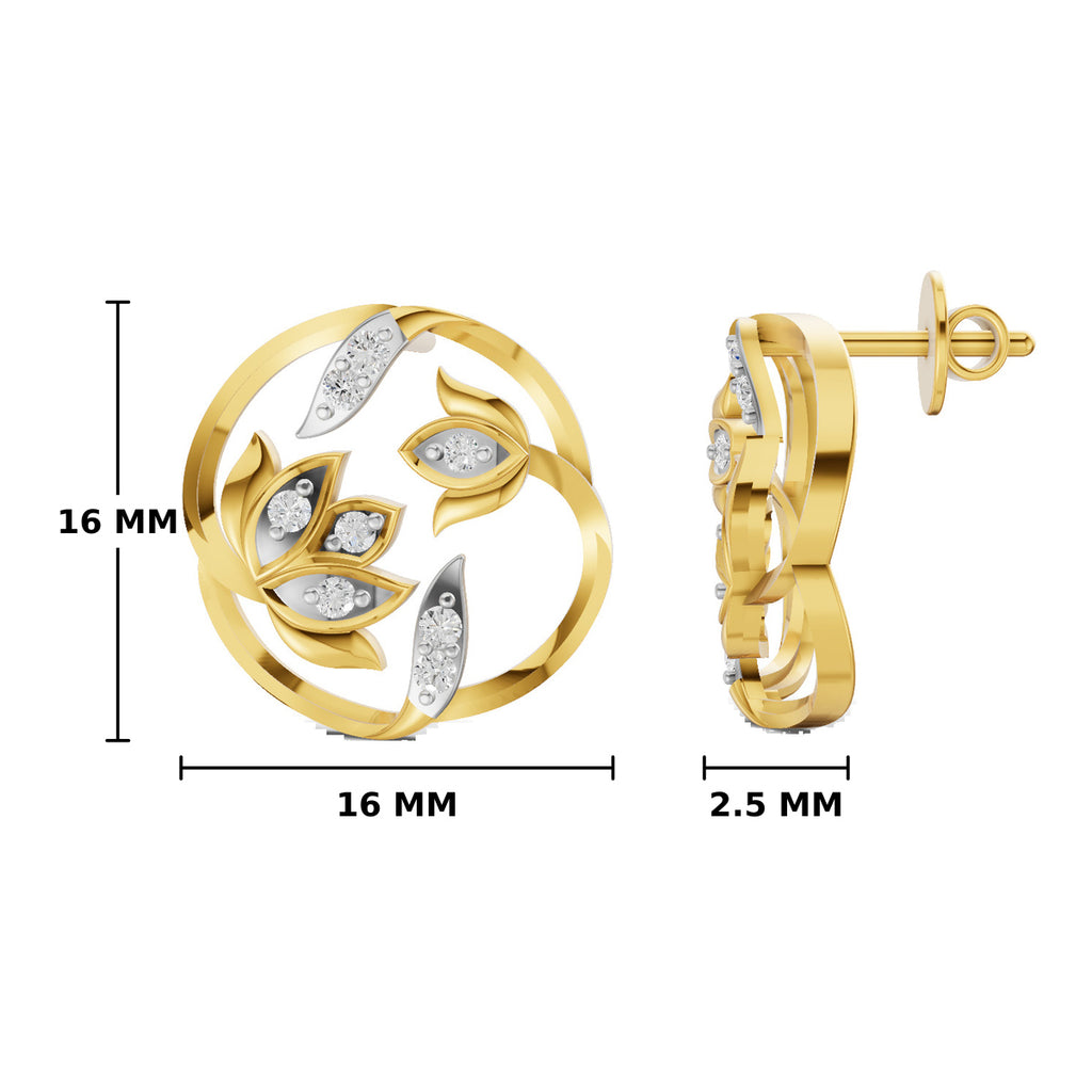 Kamalini Lotus Bloom Lab Grown Diamond Studs in 925 Silver - view 3
