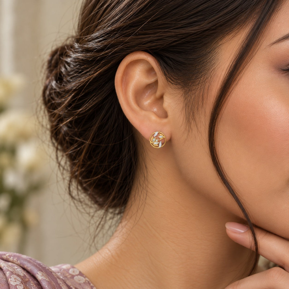 Kamalini Lotus Bloom Lab Grown Diamond Studs in 925 Silver