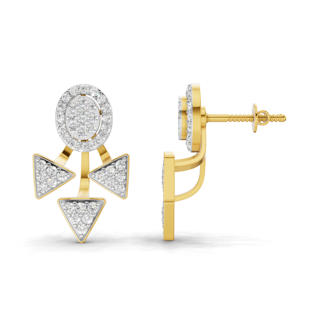 Lab Grown Diamond Earrings 1 Carat IGI Certified Round Shape F-G VS | 925 Sterling Silver Yellow Gold Plated Fashion Earrings