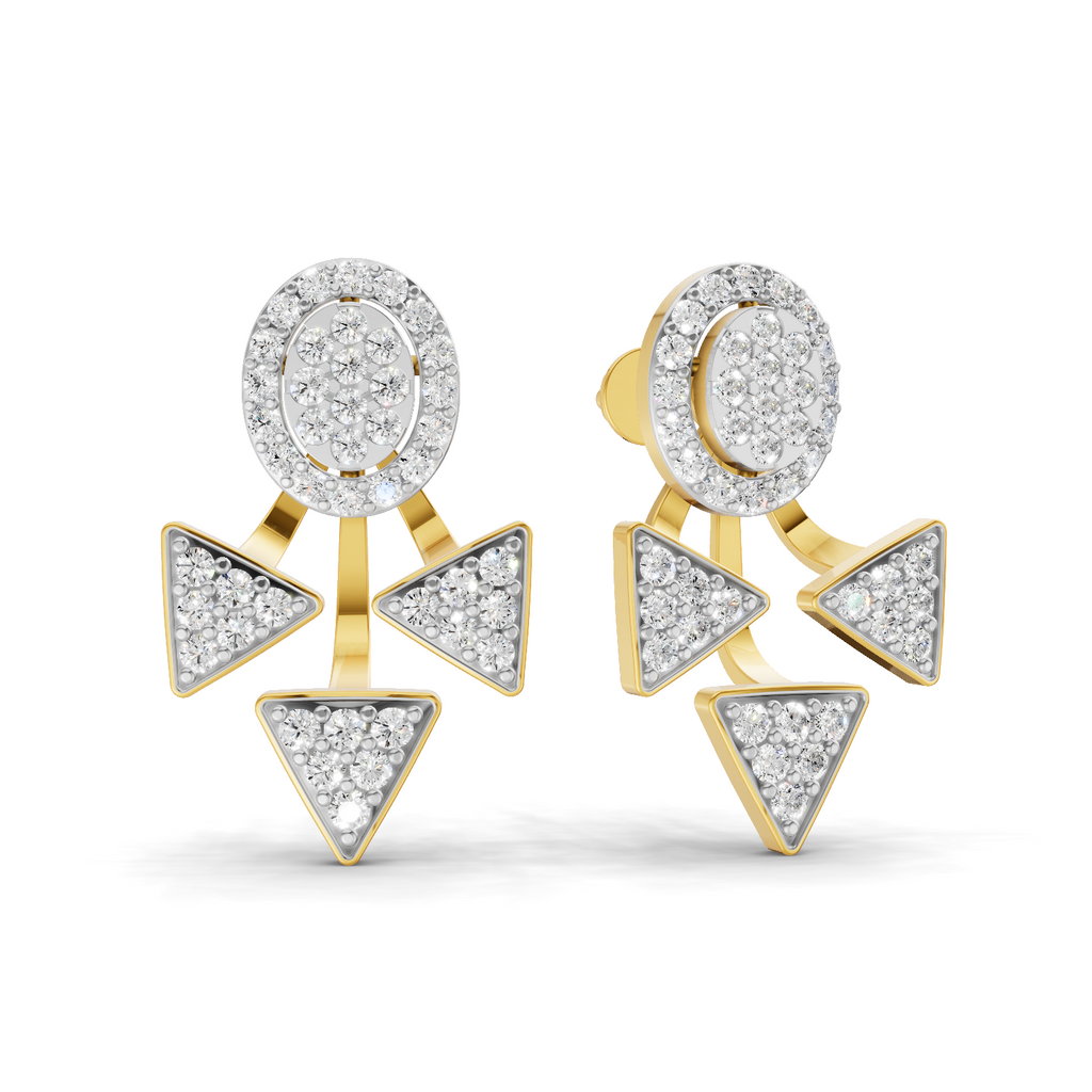Lab Grown Diamond Earrings 1 Carat IGI Certified Round Shape F-G VS | 925 Sterling Silver Yellow Gold Plated Fashion Earrings