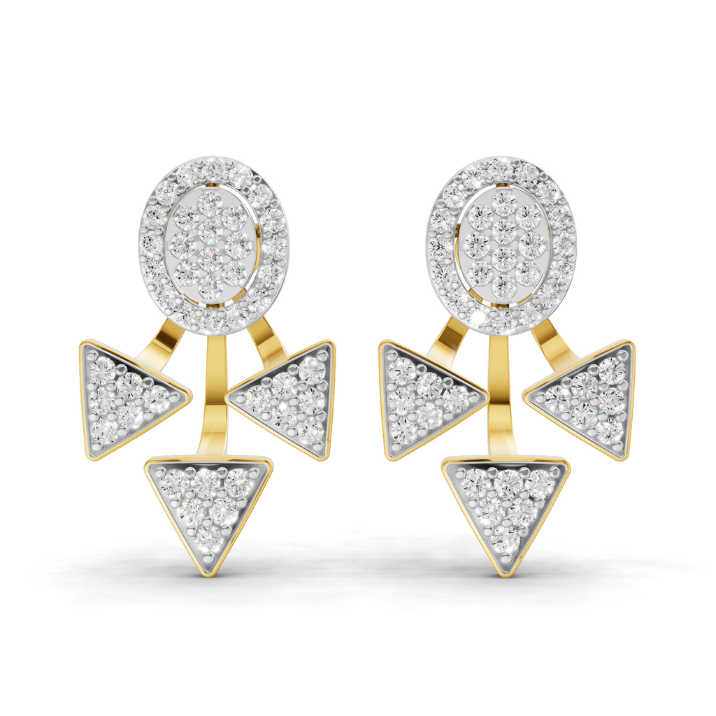 Lab Grown Diamond Earrings 1 Carat IGI Certified Round Shape F-G VS | 925 Sterling Silver Yellow Gold Plated Fashion Earrings